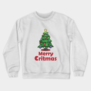 Merry Critmas D20 Dice Christmas Tree Crewneck Sweatshirt